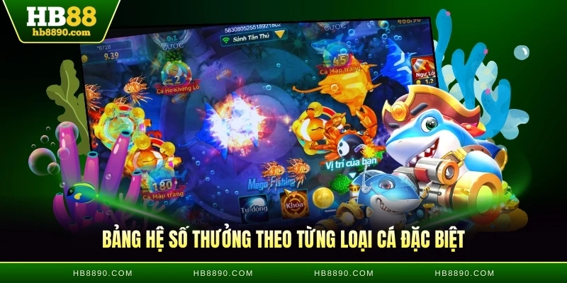 Bảng hệ số thưởng theo từng loại cá đặc biệt